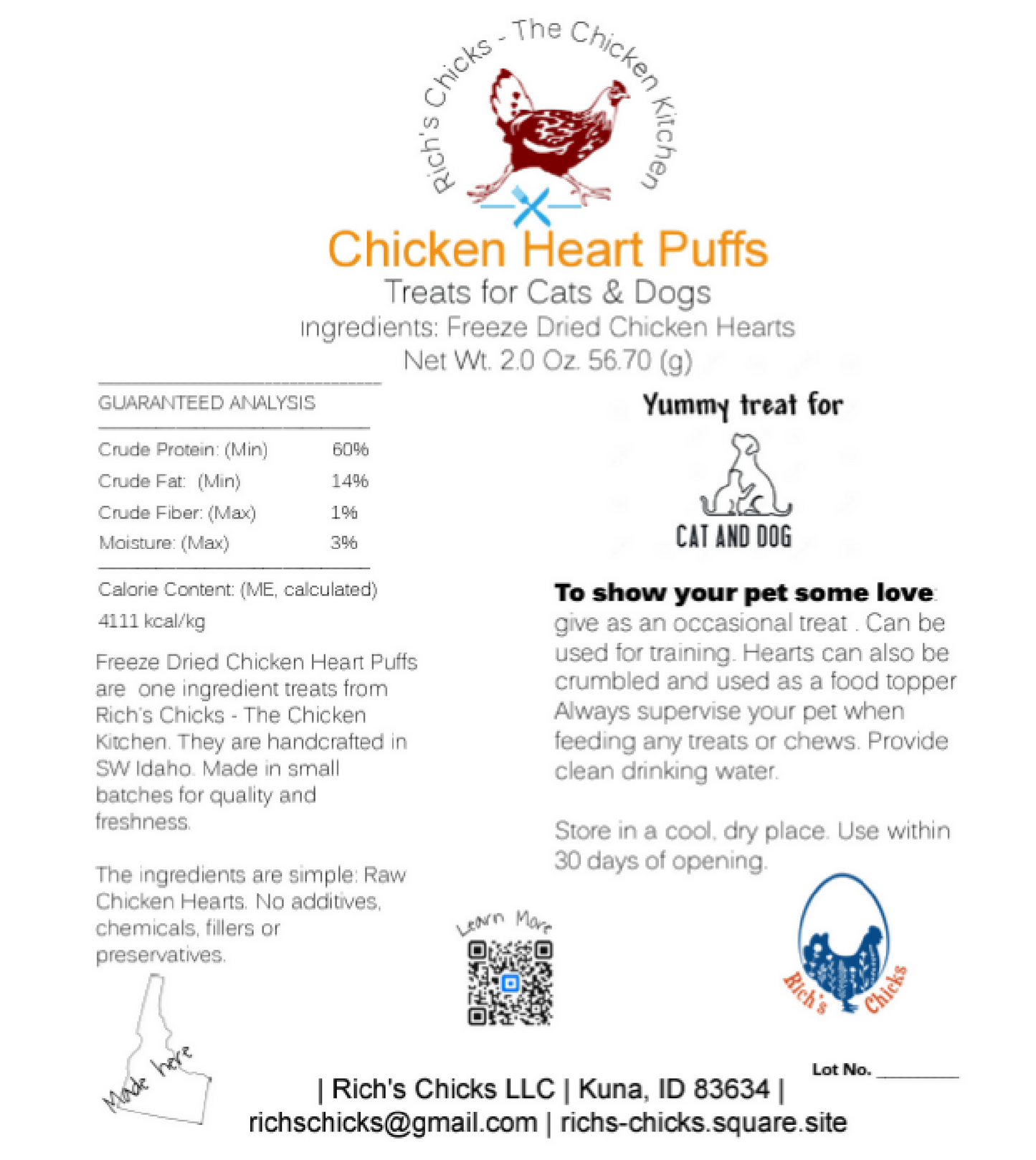 Chicken Heart Puffs | Freeze-Dried Pet Treats